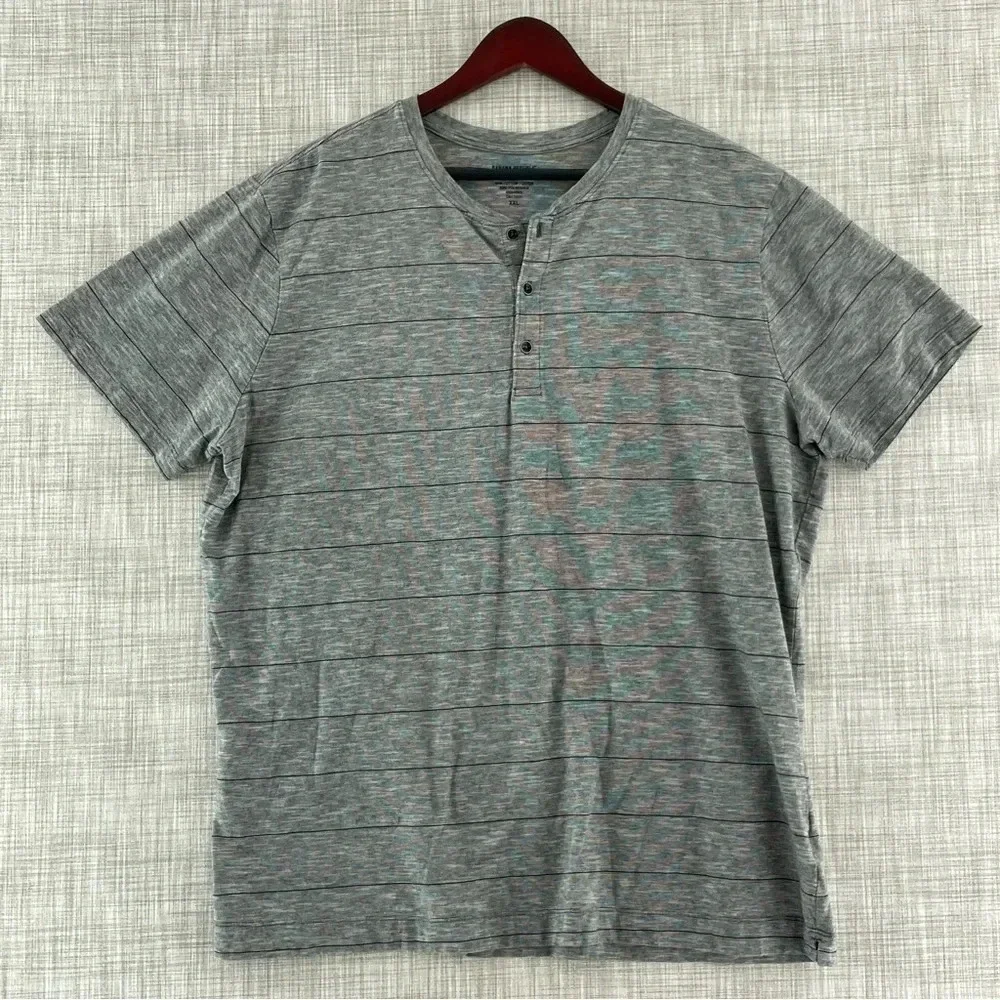 Banana Republic Gray Henley Short Sleeve Shirt Men's XXL 8251/7 b